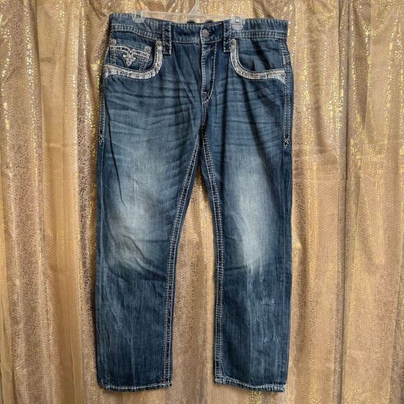 Rock Revival Men's Adriel SJ400 Slim Straight Jeans Size 38 - Picture 1 of 14